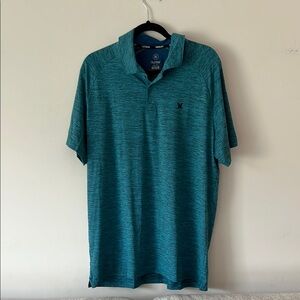 Hurley Blue Polo Shirt Textured Fabric Short Sleeves